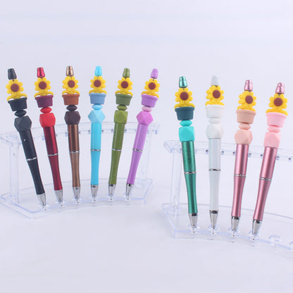 Handmade Bead Pen Sunflower Silicone Ballpoint Pen