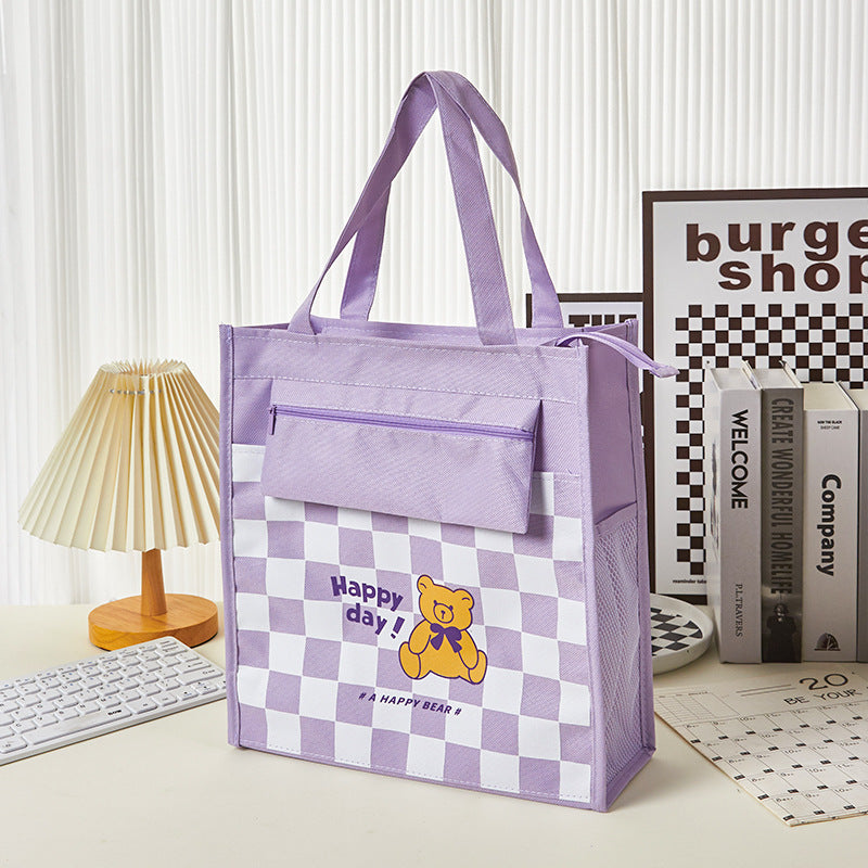 Oxford Cloth Cartoon Checkerboard Storage File Bag