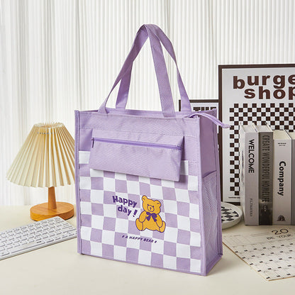 Oxford Cloth Cartoon Checkerboard Storage File Bag