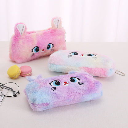 New Cat Large Capacity Plush Zipper Pen Bags