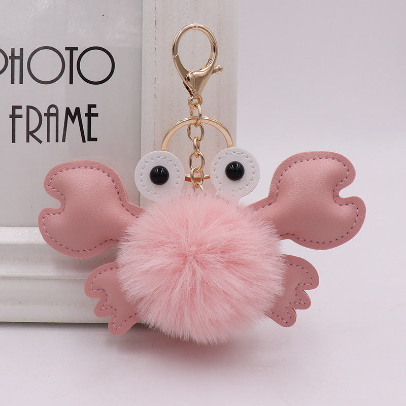 Cartoon Plush Ball Crab Keychain