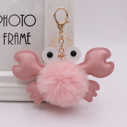 Cartoon Plush Ball Crab Keychain
