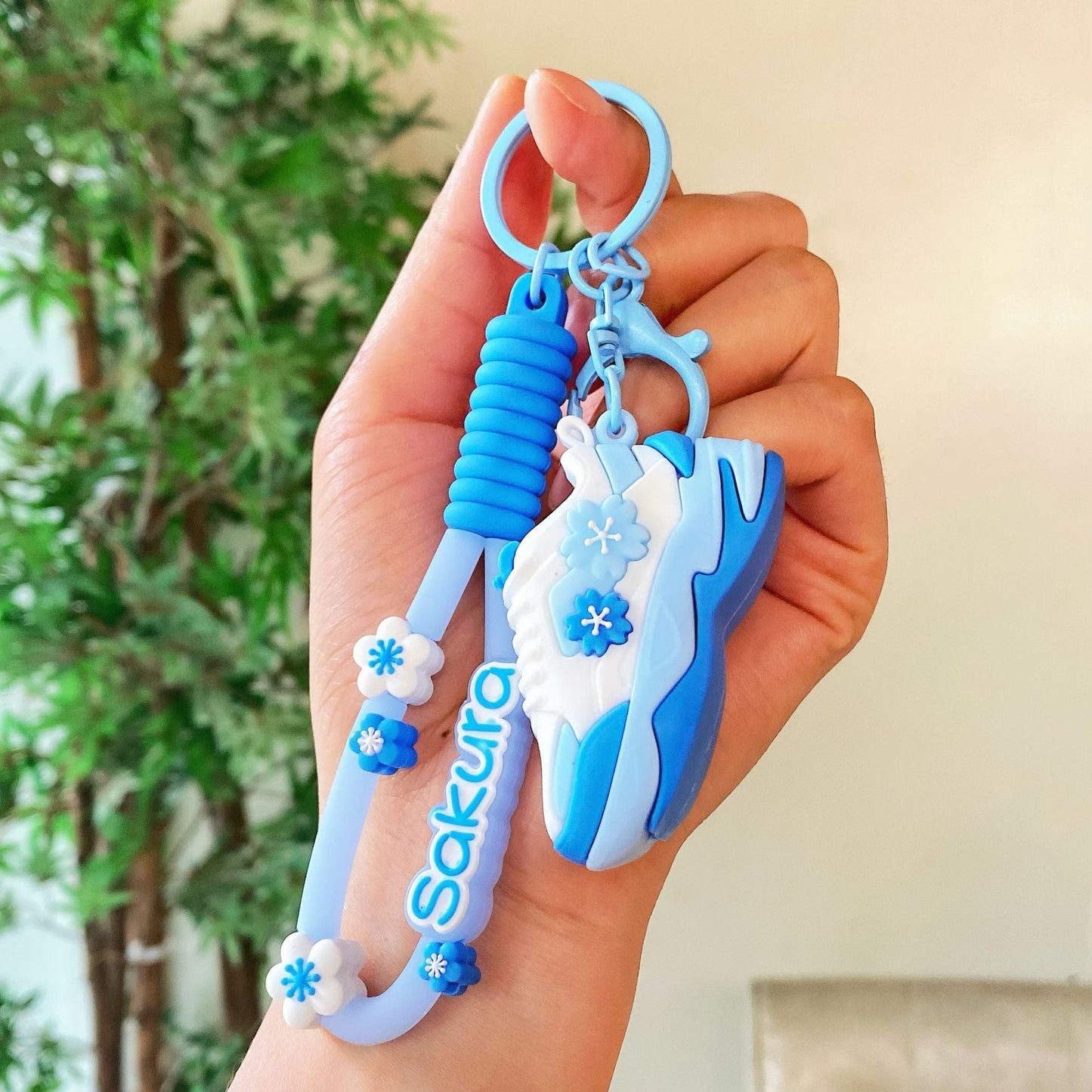 Cartoon Cherry Blossom Rabbit Running Shoes Keychains