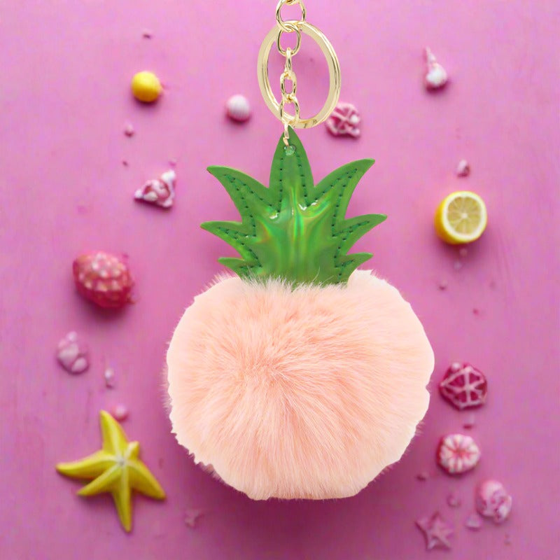 Polyester Pineapple Fur Ball Keychain