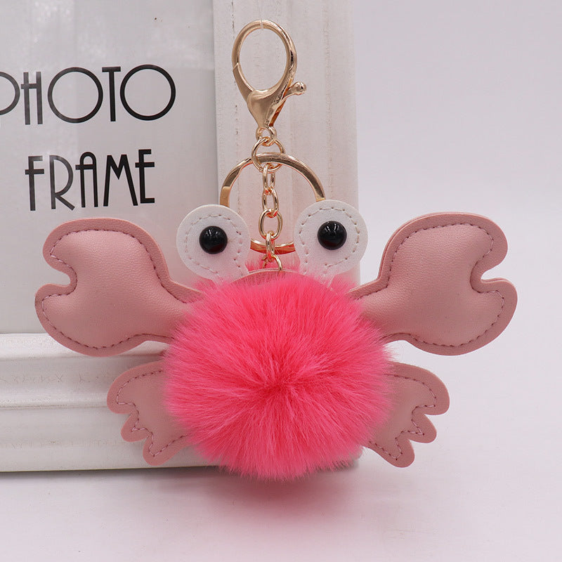 Cartoon Plush Ball Crab Keychain