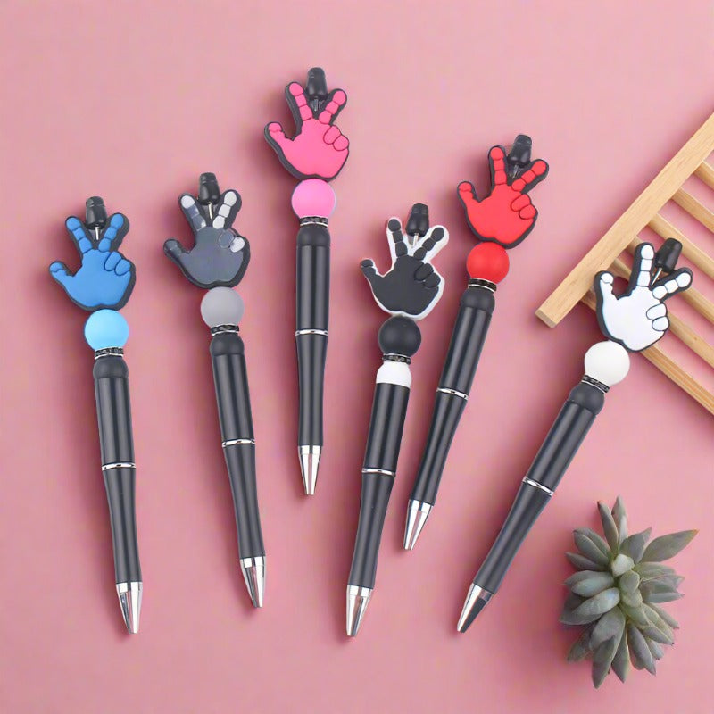Beaded Pens DIY Handmade Palm Silicone Beads Black