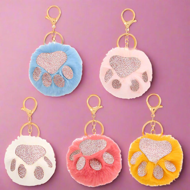 Fur Ball Cat Claw Plush Keychain