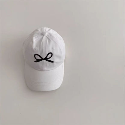 Girls Sweet Embroidered Bow Cap