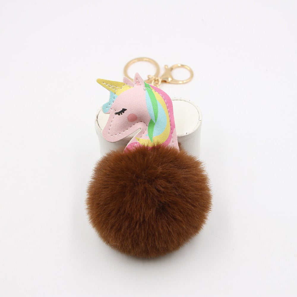 Artificial Fur Unicorn Fur Ball Keychain