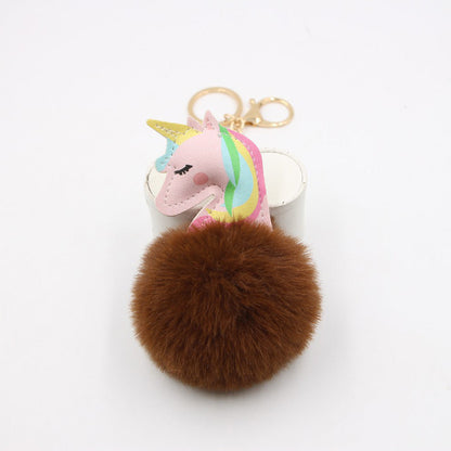 Artificial Fur Unicorn Fur Ball Keychain