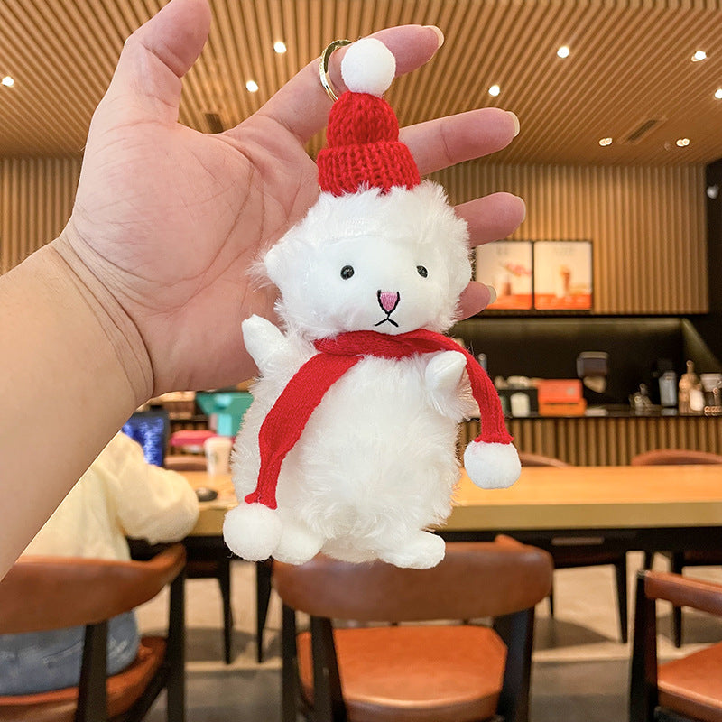 Christmas Plush Lamb Doll Keychain