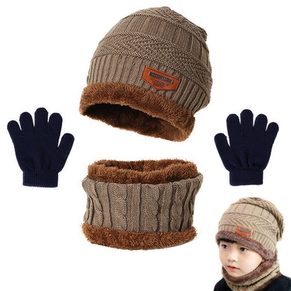 Wholesale of New Plush Necklaces Factory, Warm Children's Acrylic Hats, Scarves, and Gloves, 3-piece Set