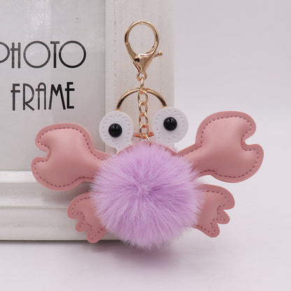 Cartoon Plush Ball Crab Keychain