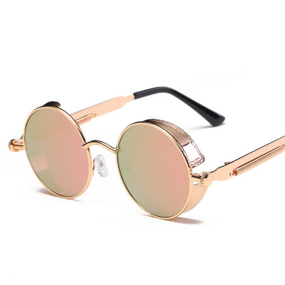 Neutrals Punk Fashion Round Retro Sunglasses