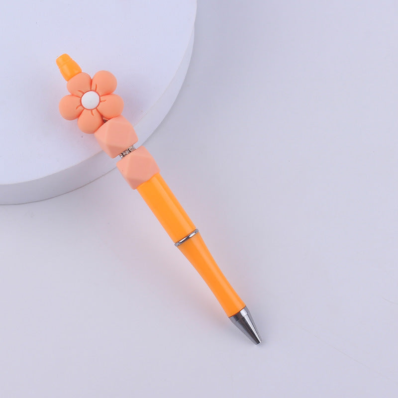 Beadable Pens Handmade Flower Silicone Beaded Ballpoint Pen