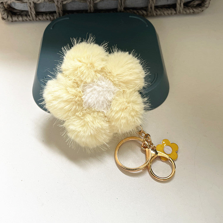 Cherry Blossom Fur Ball Car Keychains