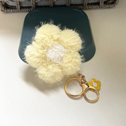 Cherry Blossom Fur Ball Car Keychains