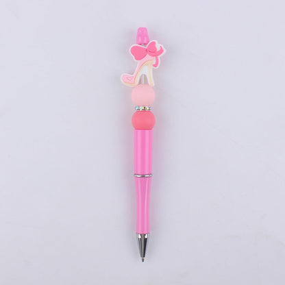 Pink Girls Silicone Beads Beaded Ballpoint Pen