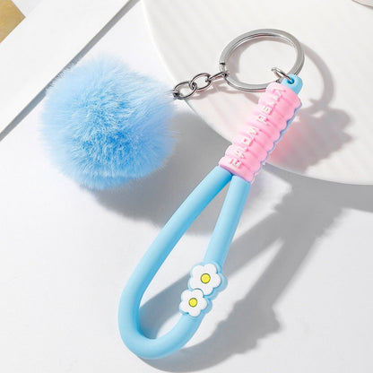 Soft Rubber Flower Ball Keychain