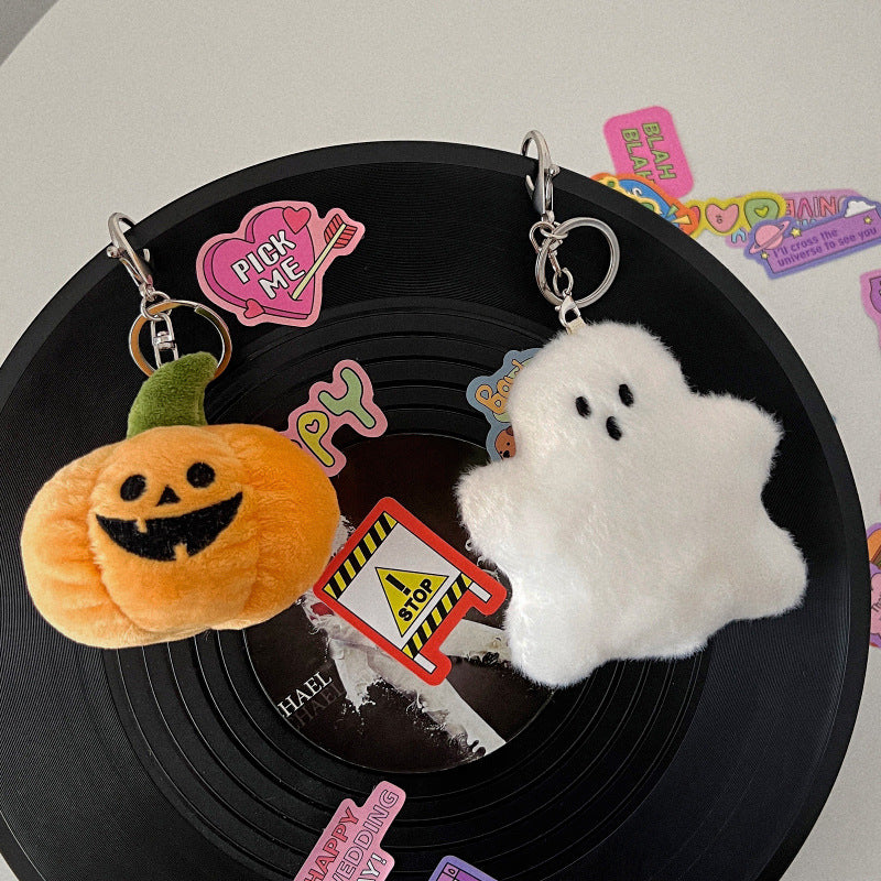 Halloween Cartoon Plush Little Ghost Keychain