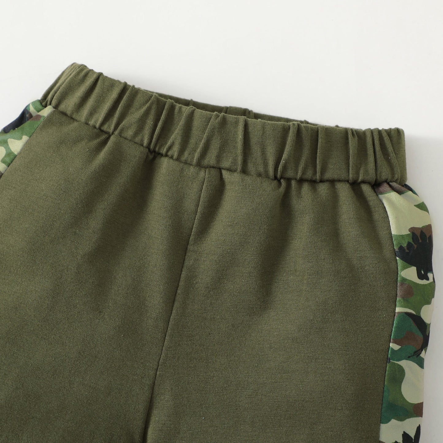 Cotton Camouflage Letter Print Short Sleeve Top Solid Color Shorts