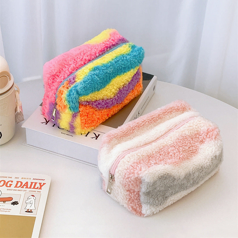 Gradient Color Plush Pencil Case