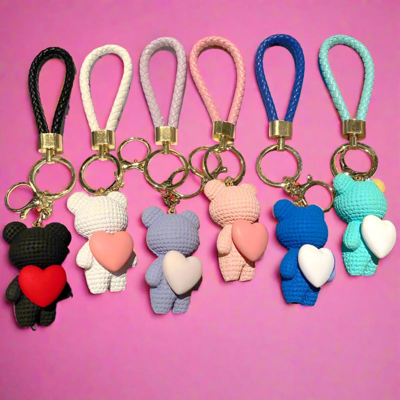 Cartoon Love Bear Resin Keychain Creative Keychain