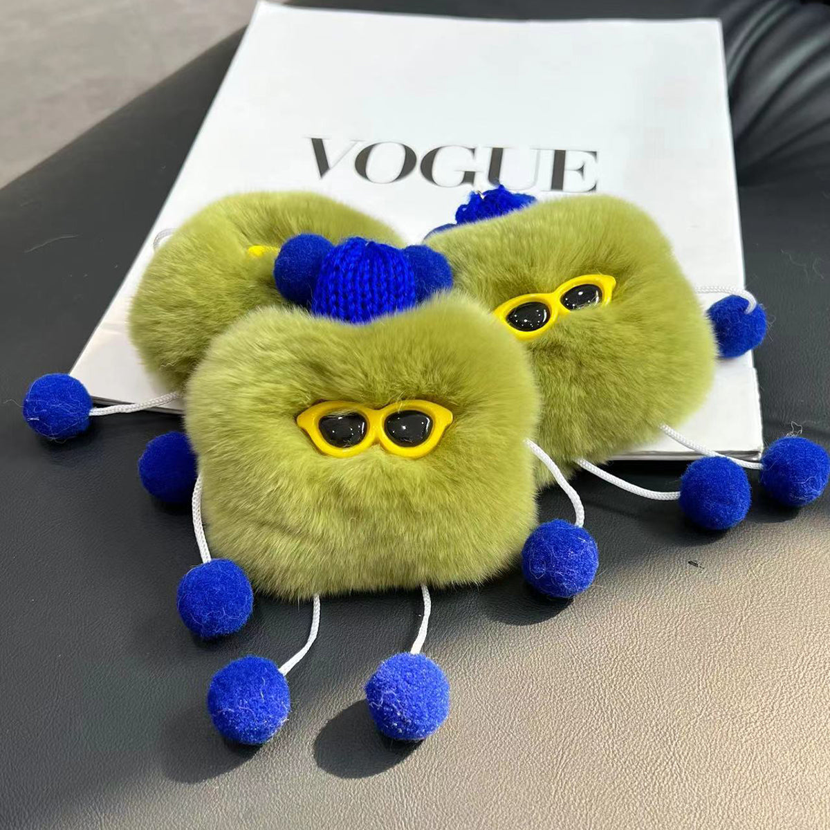 Avocado Color Fur Ball Keychain