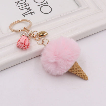 Cartoon Plush Ice Cream Keychain