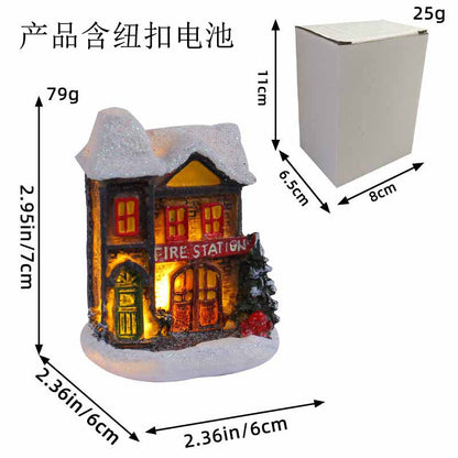 Christmas Resin Colored Luminous House Desktop Ornaments