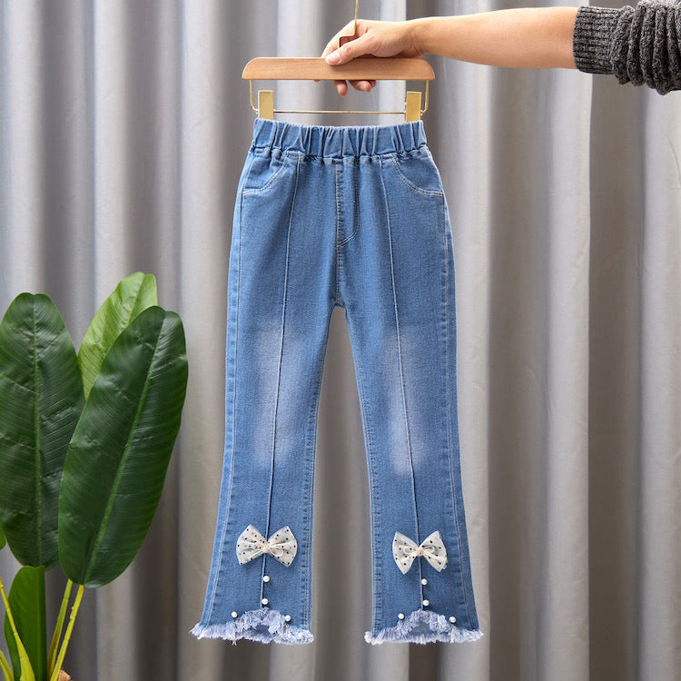 Cotton Medium Large Children's Wide Leg Pants Flared Long Pants