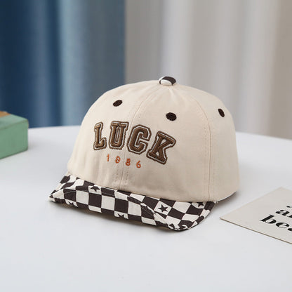 Toddler Embroidered Plaid Letters Visor Baseball Cap
