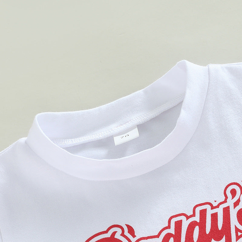 Cotton Short-sleeved Letter Tops and Pants Two-piece Set
