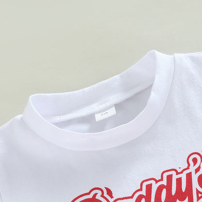 Cotton Short-sleeved Letter Tops and Pants Two-piece Set