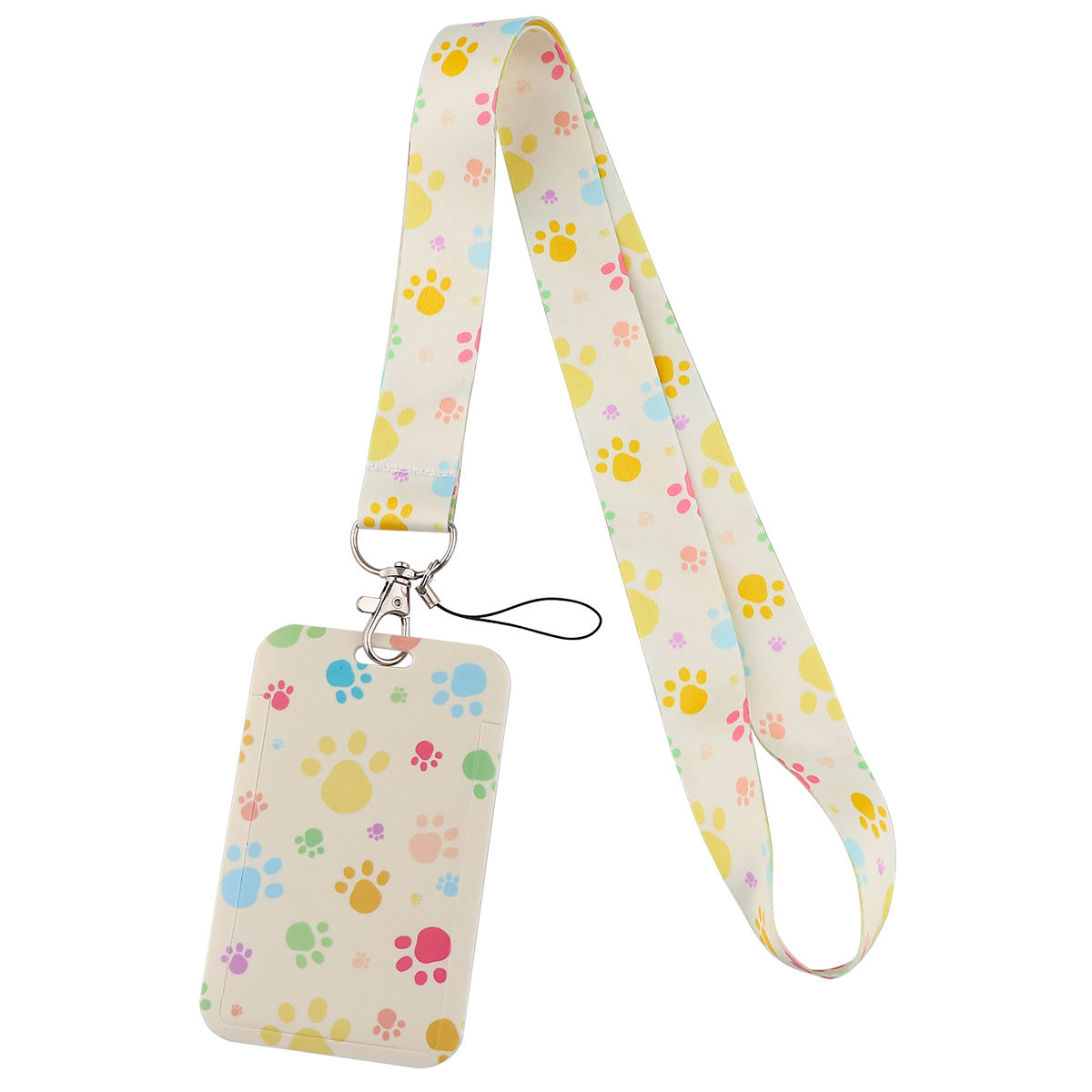 Puppy paw print card holder mobile phone lanyard keychain