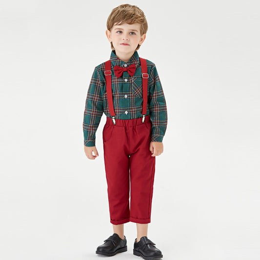 Wholesale Children's Cotton Long Sleeved Plaid Shirts and Gentlemen's Clothing