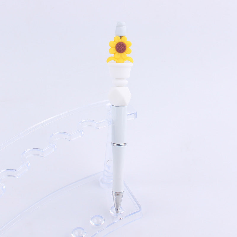 Handmade Bead Pen Sunflower Silicone Ballpoint Pen