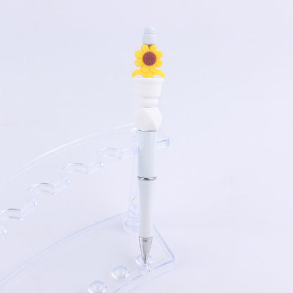 Handmade Bead Pen Sunflower Silicone Ballpoint Pen