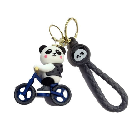 Cartoon Cycling Panda PVC Keychain Cute Keychain