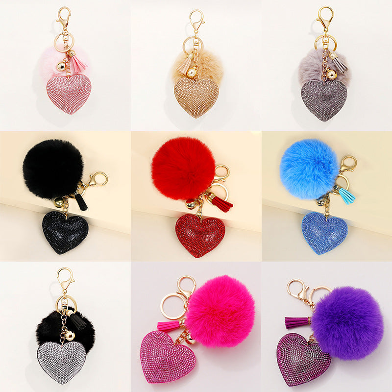 of 50pcs Velvet Inlaid Diamond Heart Tassel Zinc