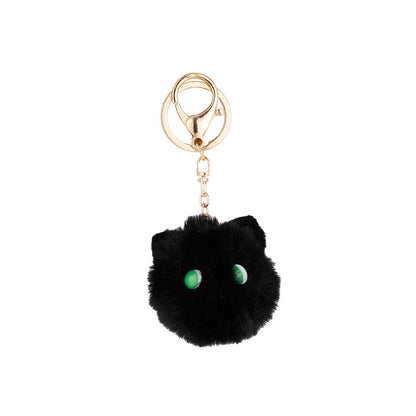 Cute Plush Powder Blusher Cat Alloy Keychains