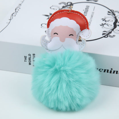 Christmas Plush Ball Santa Claus Plush Keychain