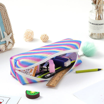 Rainbow Glitter Polyester Pencil Case