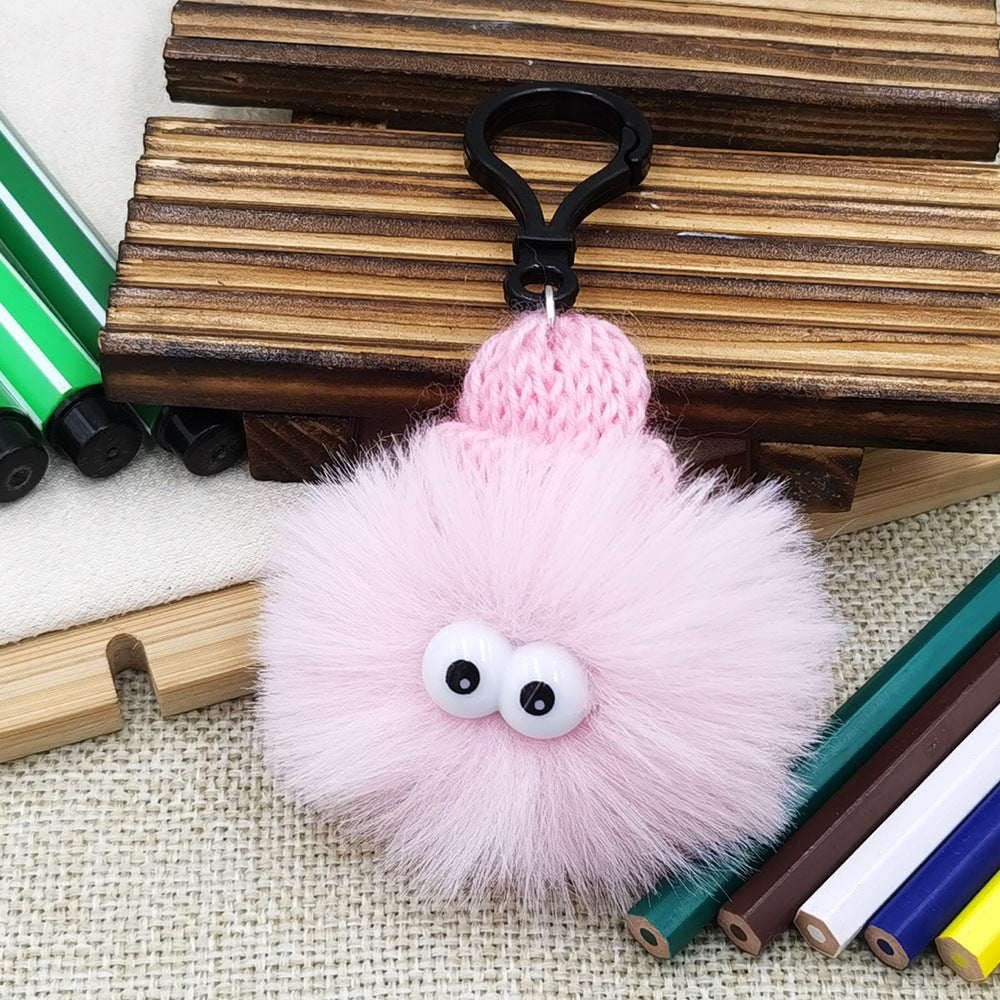 Small Briquettes Imitation Rabbit Fur Key Chain