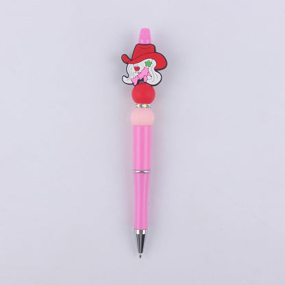 Pink Girls Silicone Beads Beaded Ballpoint Pen