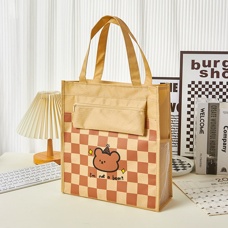 Oxford Cloth Cartoon Checkerboard Storage File Bag