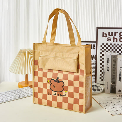 Oxford Cloth Cartoon Checkerboard Storage File Bag