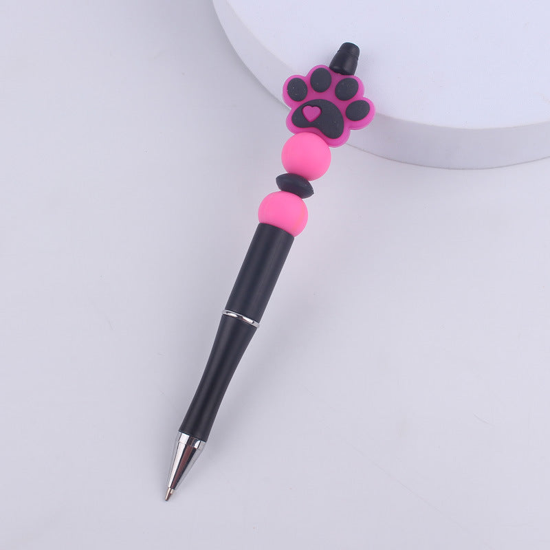 Handmade Bead Pen Cartoon Dog Paw Silicone Ballpoint