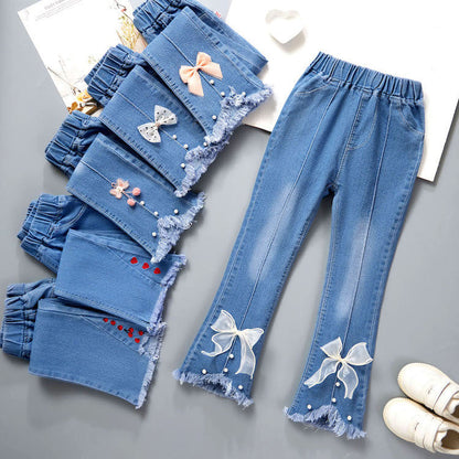 Cotton Medium Large Children's Wide Leg Pants Flared Long Pants