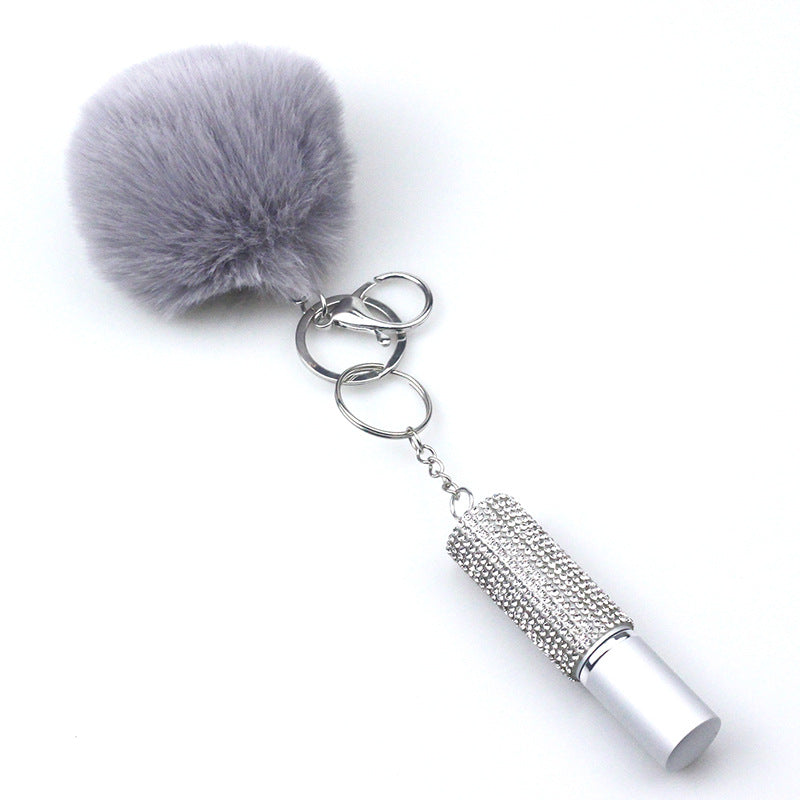 Alloy Hair Ball Perfume Spray Bottle KeyChain